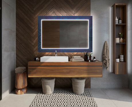 Backlit Decorative Mirror For The Bathroom - Blue Drawing #10