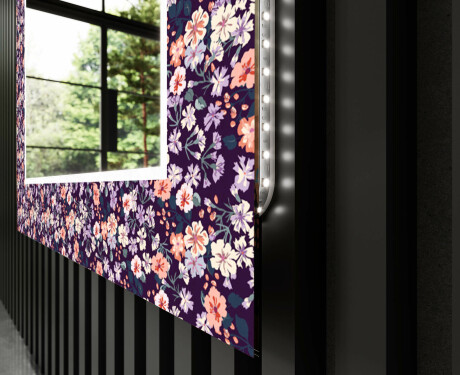 Backlit Decorative Mirror For The Bathroom - Elegant Flowers #9