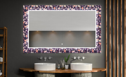 Backlit Decorative Mirror For The Bathroom - Elegant Flowers