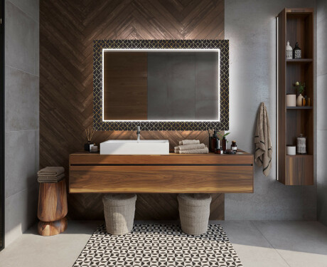 Backlit Decorative Mirror For The Bathroom - Golden Lines #10