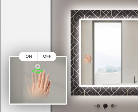 Backlit Decorative Mirror For The Bathroom - Golden Lines #4