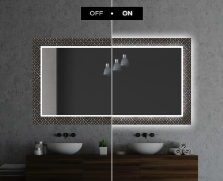 Backlit Decorative Mirror For The Bathroom - Golden Lines #6