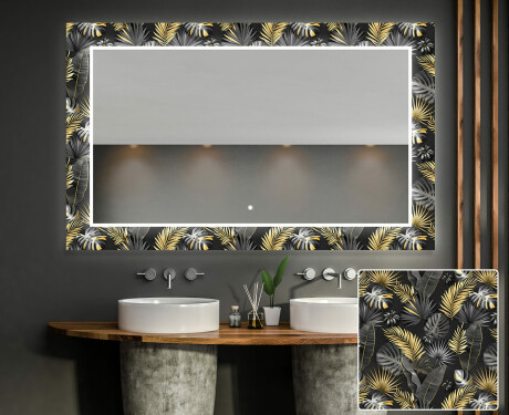 Backlit Decorative Mirror For The Bathroom - Goldy Palm
