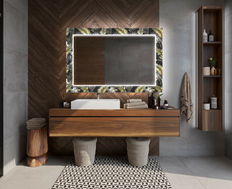 Backlit Decorative Mirror For The Bathroom - Goldy Palm #10