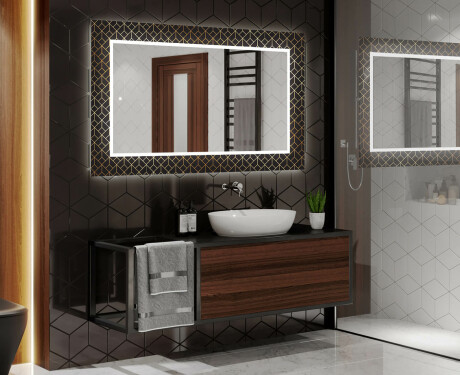 Backlit Decorative Mirror For The Bathroom - Goldy Palm #2