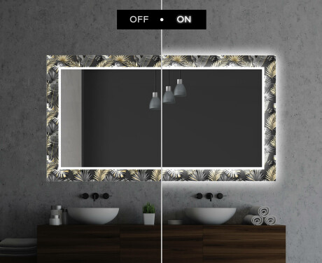 Backlit Decorative Mirror For The Bathroom - Goldy Palm #6