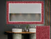Backlit Decorative Mirror For The Bathroom - Red Mosaic