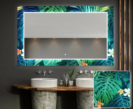 Backlit Decorative Mirror For The Bathroom - Tropical