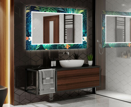 Backlit Decorative Mirror For The Bathroom - Tropical #2