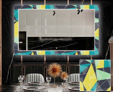 Backlit Decorative Mirror For The Dining Room - Abstract Geometric