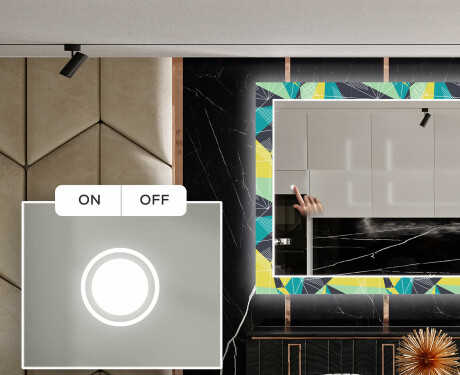 Backlit Decorative Mirror For The Dining Room - Abstract Geometric #3