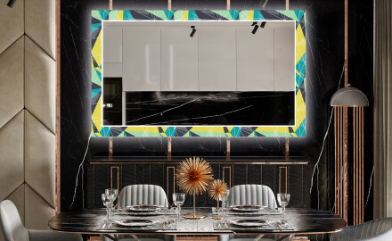 Backlit Decorative Mirror For The Dining Room - Abstract Geometric