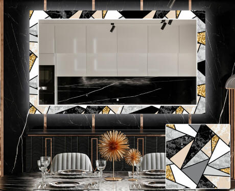 Backlit Decorative Mirror For The Dining Room - Marble Pattern