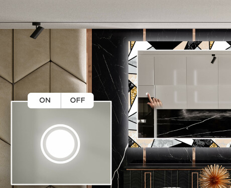 Backlit Decorative Mirror For The Dining Room - Marble Pattern #3