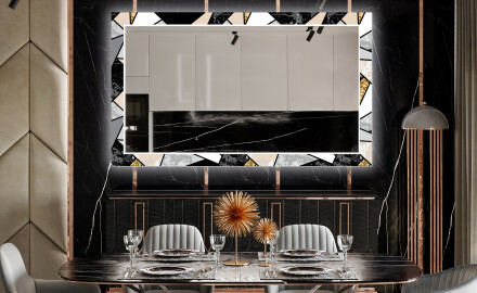 Backlit Decorative Mirror For The Dining Room - Marble Pattern