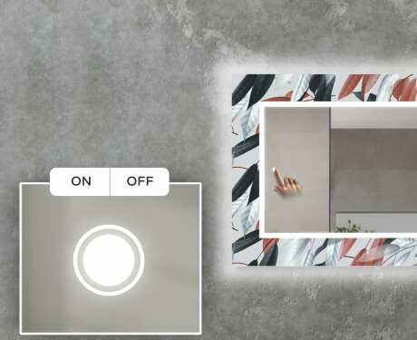 Backlit Decorative Mirror For The Living Room - Leaves #3