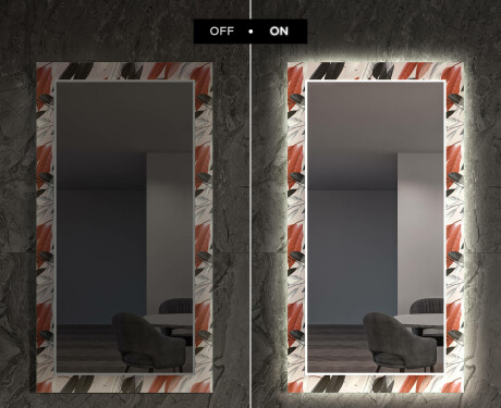 Backlit Decorative Mirror For The Living Room - Leaves #6