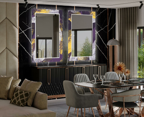 Backlit Decorative Mirror For The Dining Room - Round Stamp #2