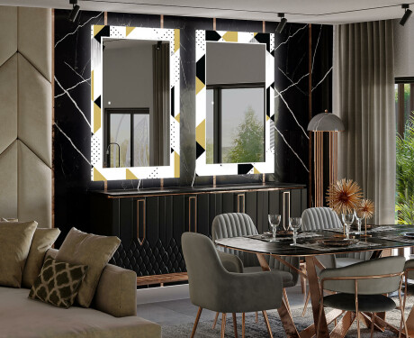 Backlit Decorative Mirror For The Dining Room - Geometric Patterns #2