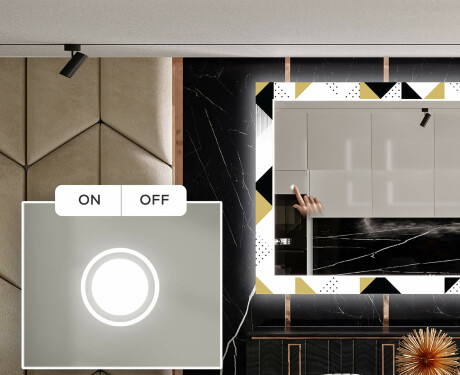 Backlit Decorative Mirror For The Dining Room - Geometric Patterns #3