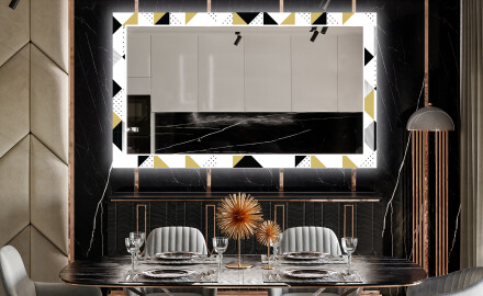 Backlit Decorative Mirror For The Dining Room - Geometric Patterns