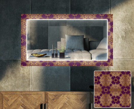 Backlit Decorative Mirror For The Living Room - Gold Mandala