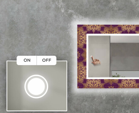 Backlit Decorative Mirror For The Living Room - Gold Mandala #3