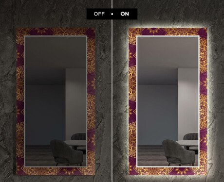 Backlit Decorative Mirror For The Living Room - Gold Mandala #6