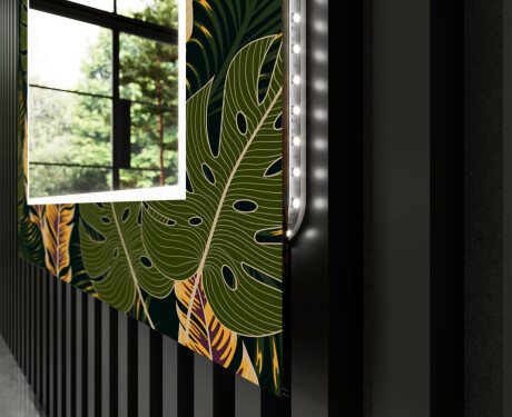 Backlit Decorative Mirror For The Hallway - Botanical Flowers #9