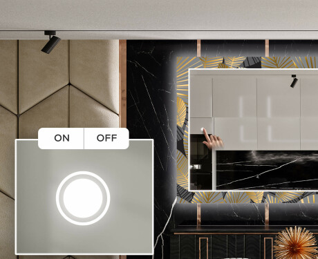 Backlit Decorative Mirror For The Living Room - Golden Leaves #3