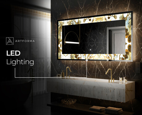 Backlit Decorative Mirror - Golden Streaks #6