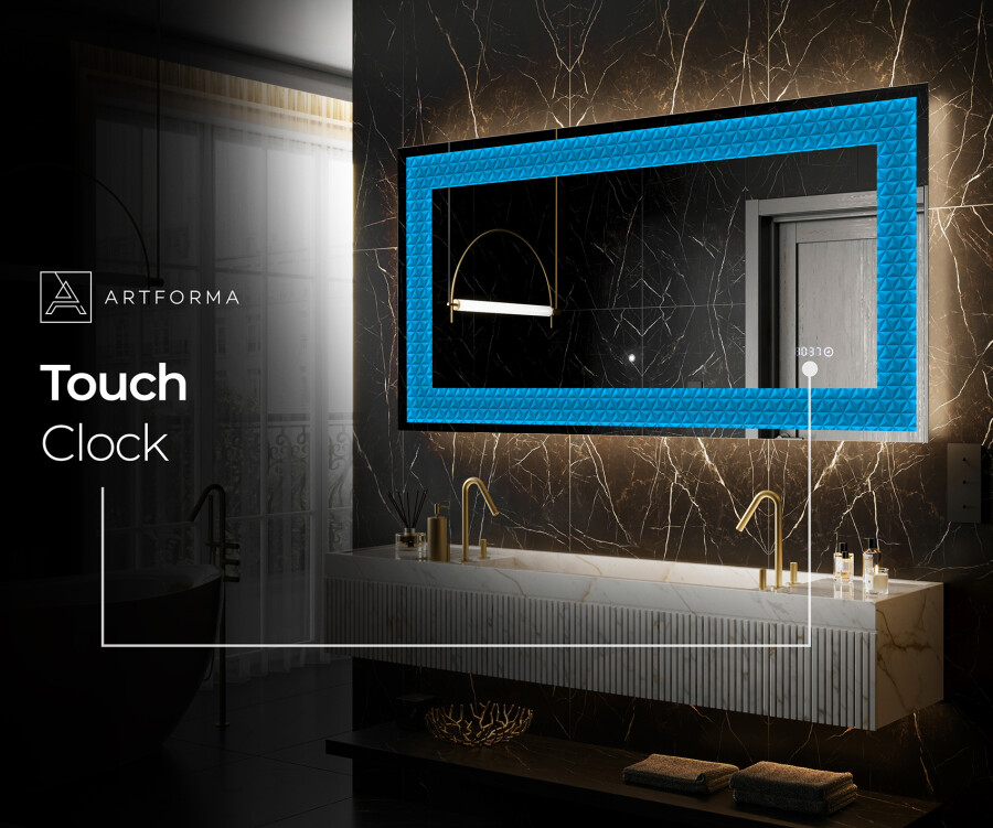 Artforma Backlit Decorative Mirror Symmetrical Diamonds