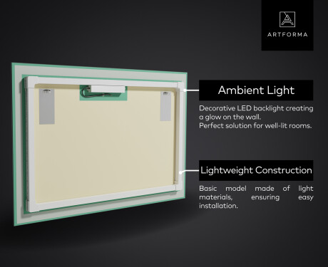 Backlit Decorative Mirror - Symmetrical Diamonds #4