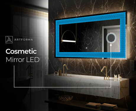 Backlit Decorative Mirror - Symmetrical Diamonds #6