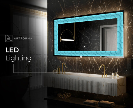 Backlit Decorative Mirror - Divergent Lines #7