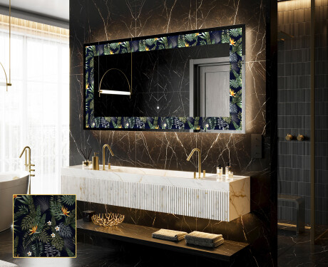 Backlit Decorative Mirror - Vintage Leaves