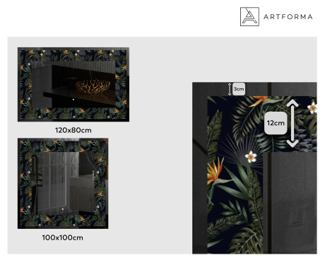 Backlit Decorative Mirror - Vintage Leaves #2