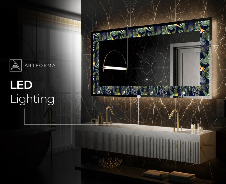 Backlit Decorative Mirror - Vintage Leaves #8