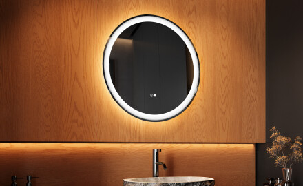 Round Backlit LED Bathroom Mirror 60cm with Dual color, Touch Switch, Demister - L76