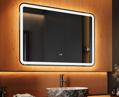 Designer Backlit LED Bathroom Mirror 100x70cm with Dual color, Touch Switch, Demister, Bluetooth speaker - L141