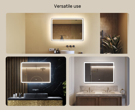 Designer Backlit LED Bathroom Mirror 100x70cm with Dual color, Touch Switch, Demister, Bluetooth speaker - L141 #2