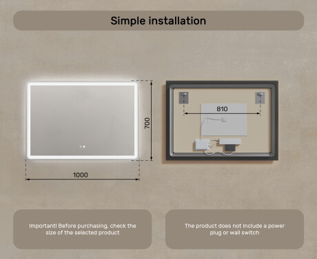 Designer Backlit LED Bathroom Mirror 100x70cm with Dual color, Touch Switch, Demister, Bluetooth speaker - L141 #8