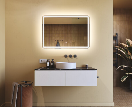 Designer Backlit LED Bathroom Mirror 100x70cm with Dual color, Touch Switch, Demister, Bluetooth speaker - L141 #9