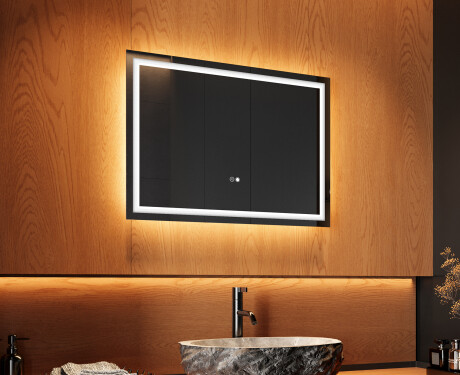 Designer Backlit LED Bathroom Mirror 70x50cm with Dual color, Touch Switch, Demister - L49