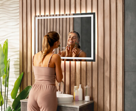 Designer Backlit LED Bathroom Mirror 70x50cm with Dual color, Touch Switch, Demister - L49 #7