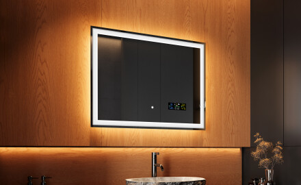 Designer Backlit LED Bathroom Mirror 80x60cm with Dual color, Demister, Station, Touch Switch - L01