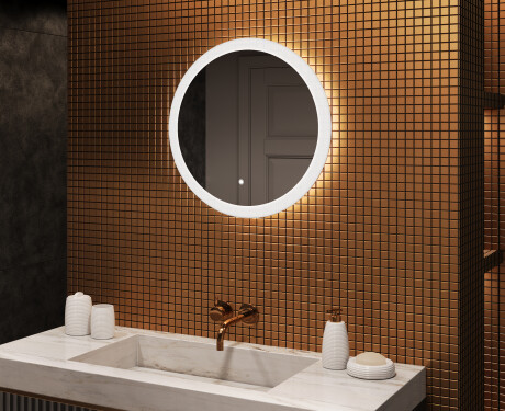 Round bathroom mirror with LED light 60cm with Dual color, Touch Switch