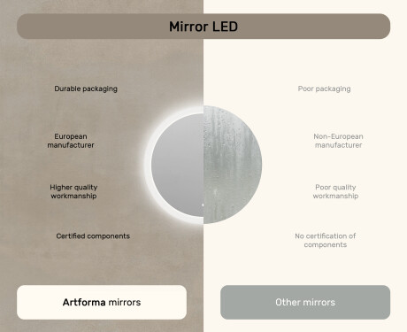 Round bathroom mirror with LED light 60cm with Dual color, Touch Switch #6