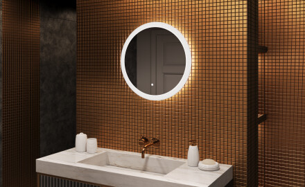Round bathroom mirror with LED light 60cm with Dual color, Touch Switch