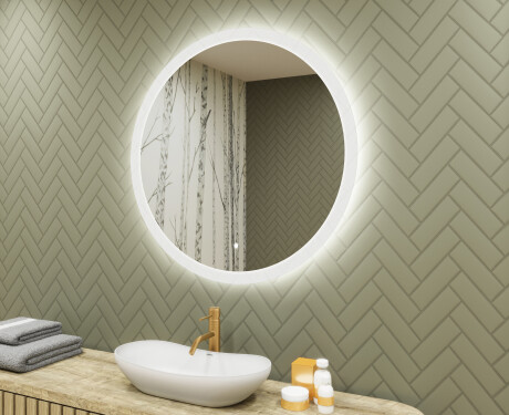 Round LED light bathroom mirror 80cm with Dual color, Touch Switch